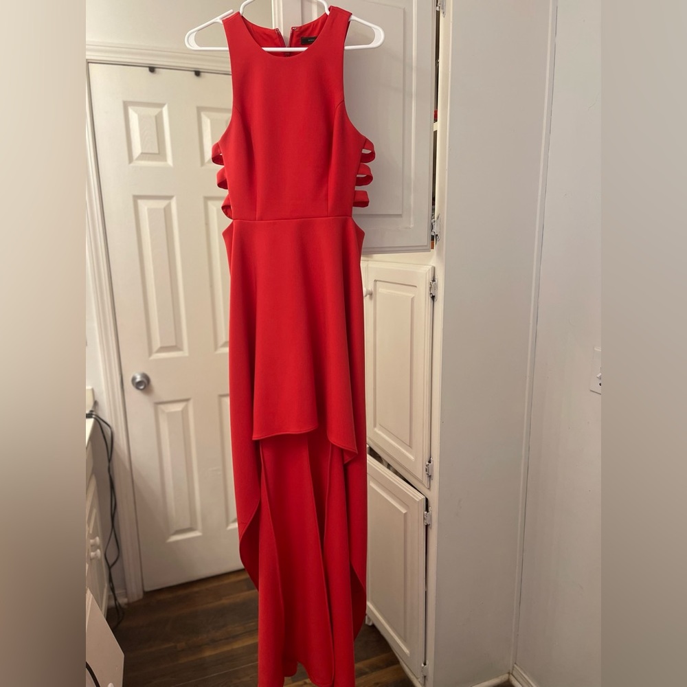 BCBGMaxAzria Rosalyn Red Cutout High-Low Dress - Picture 3 of 4